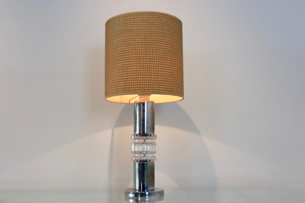 Cristal Lampe de bureau en cristal et chrome de Kosta Boda en vente