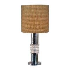 Vintage Crystal and Chrome Table Lamp by Kosta Boda