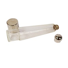 Crystal and Chromed Metal Glass, Early 1900s, with Leather Case