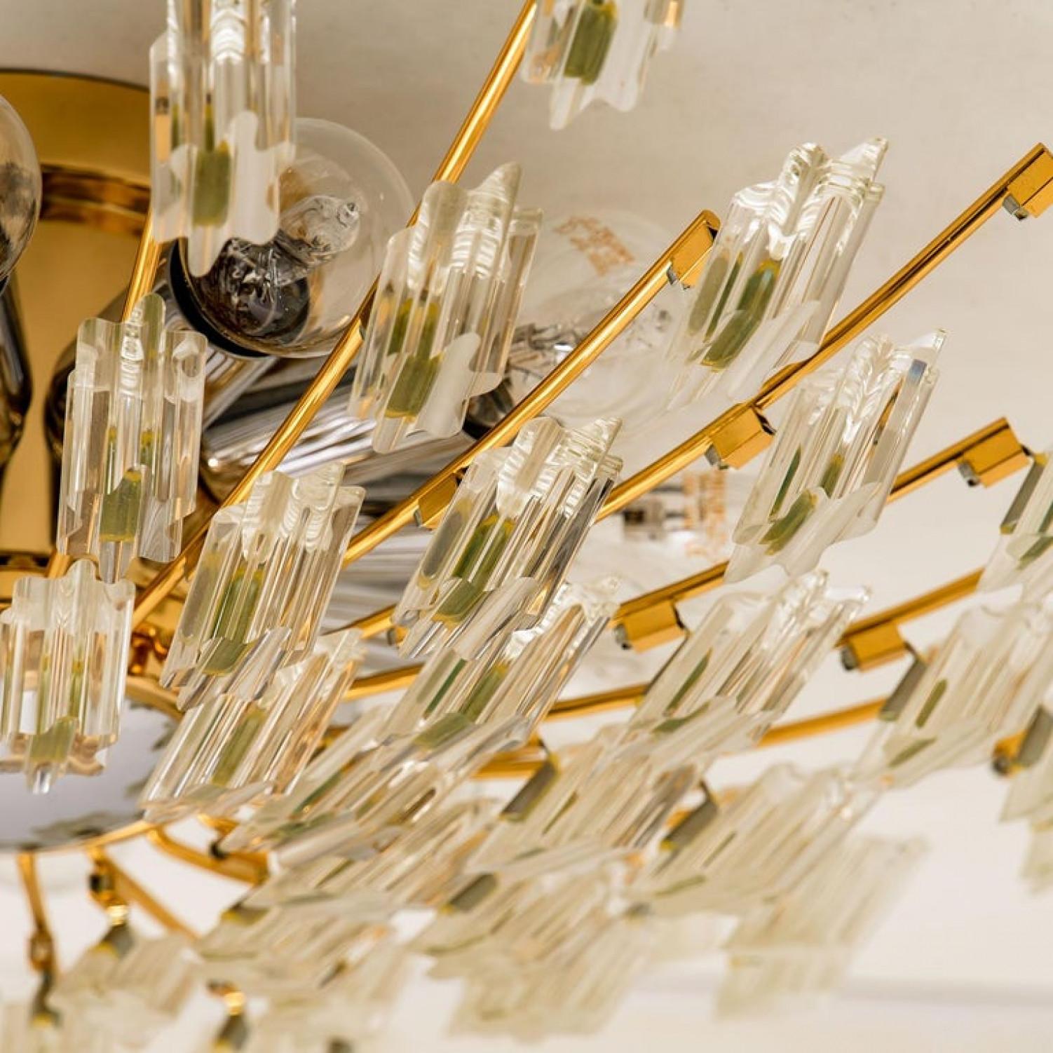Other Crystal and Gilded Brass by Oscar Torlasco for StilKronen Flush Mount / Wall, 19 For Sale