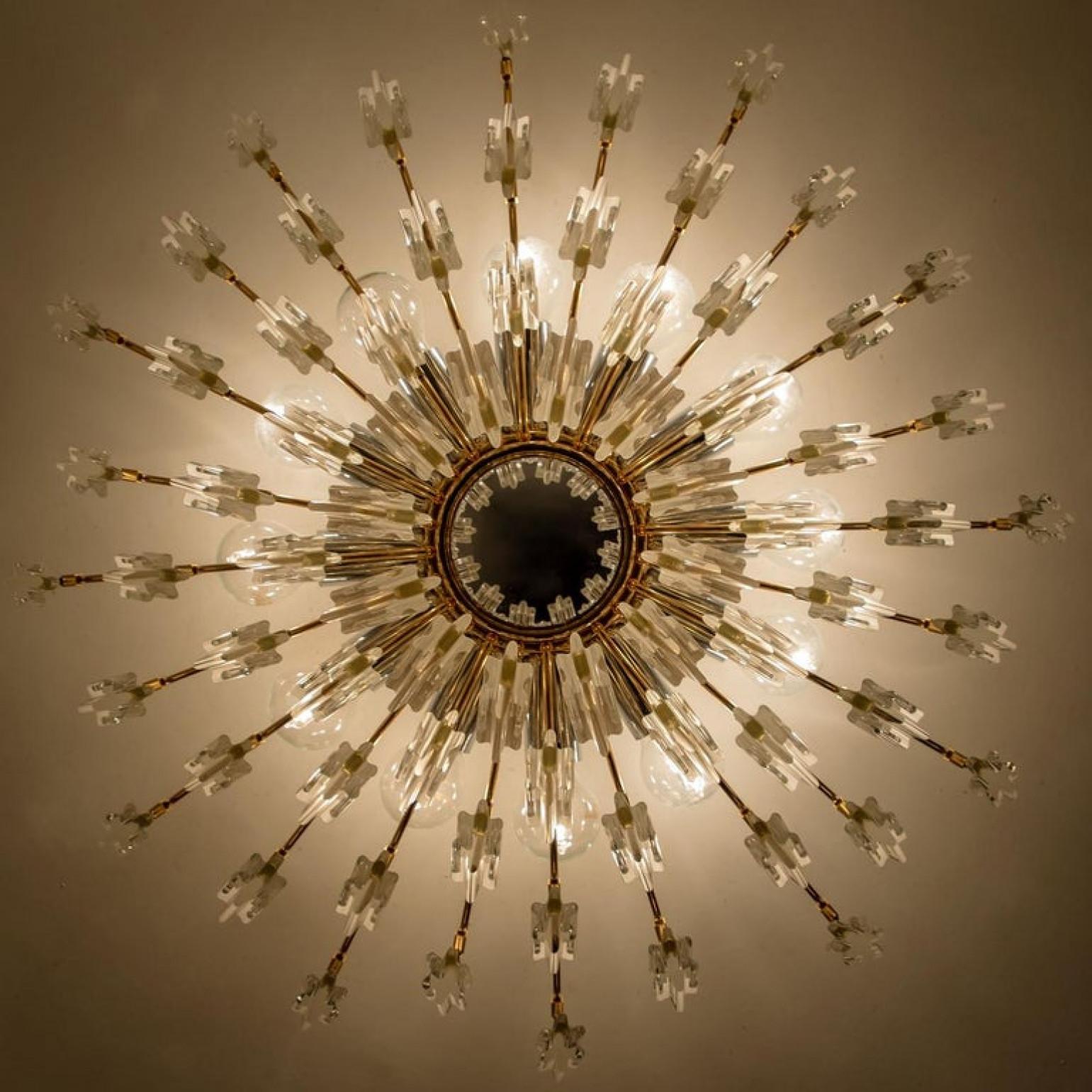 Late 20th Century Crystal and Gilded Brass by Oscar Torlasco for StilKronen Flush Mount / Wall, 19 For Sale