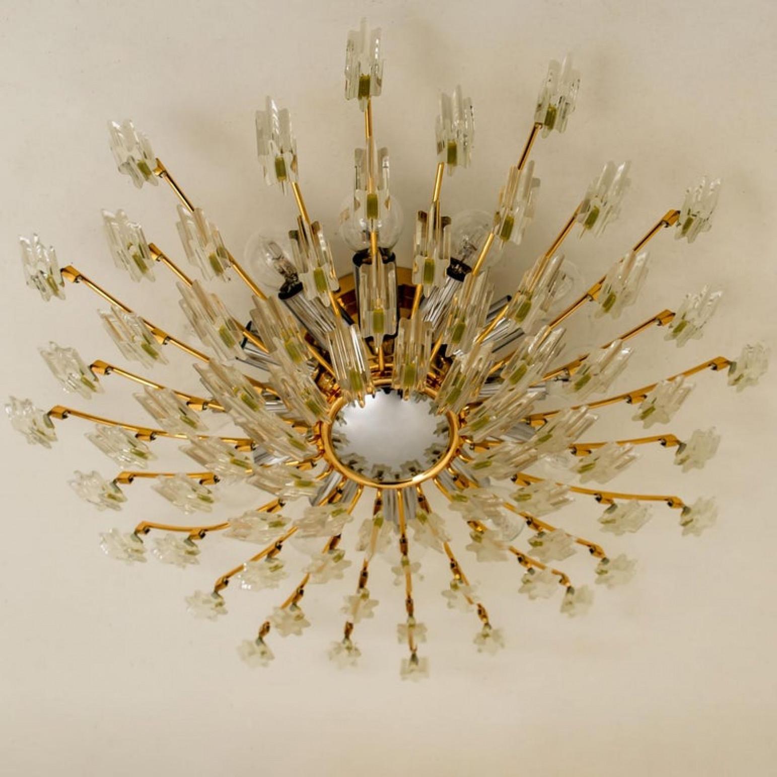 Crystal and Gilded Brass by Oscar Torlasco for StilKronen Flush Mount / Wall, 19 For Sale 1