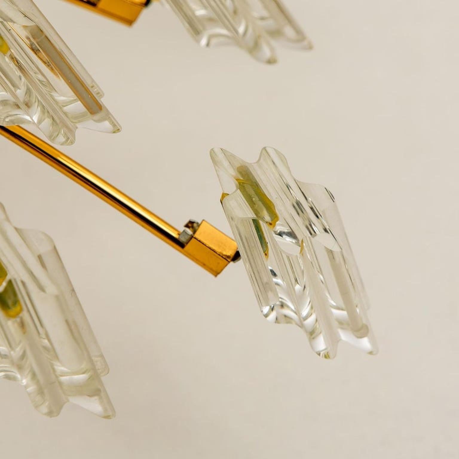 Crystal and Gilded Brass by Oscar Torlasco for StilKronen Flush Mount / Wall, 19 For Sale 2