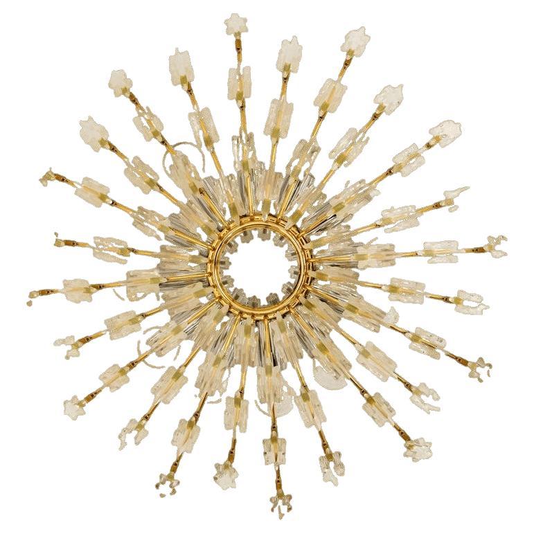 Crystal and Gilded Brass by Oscar Torlasco for StilKronen Flush Mount / Wall, 19 For Sale