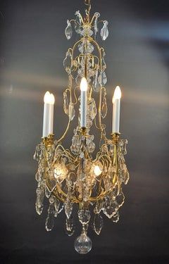Crystal And Gilded Bronze Cage Chandelier