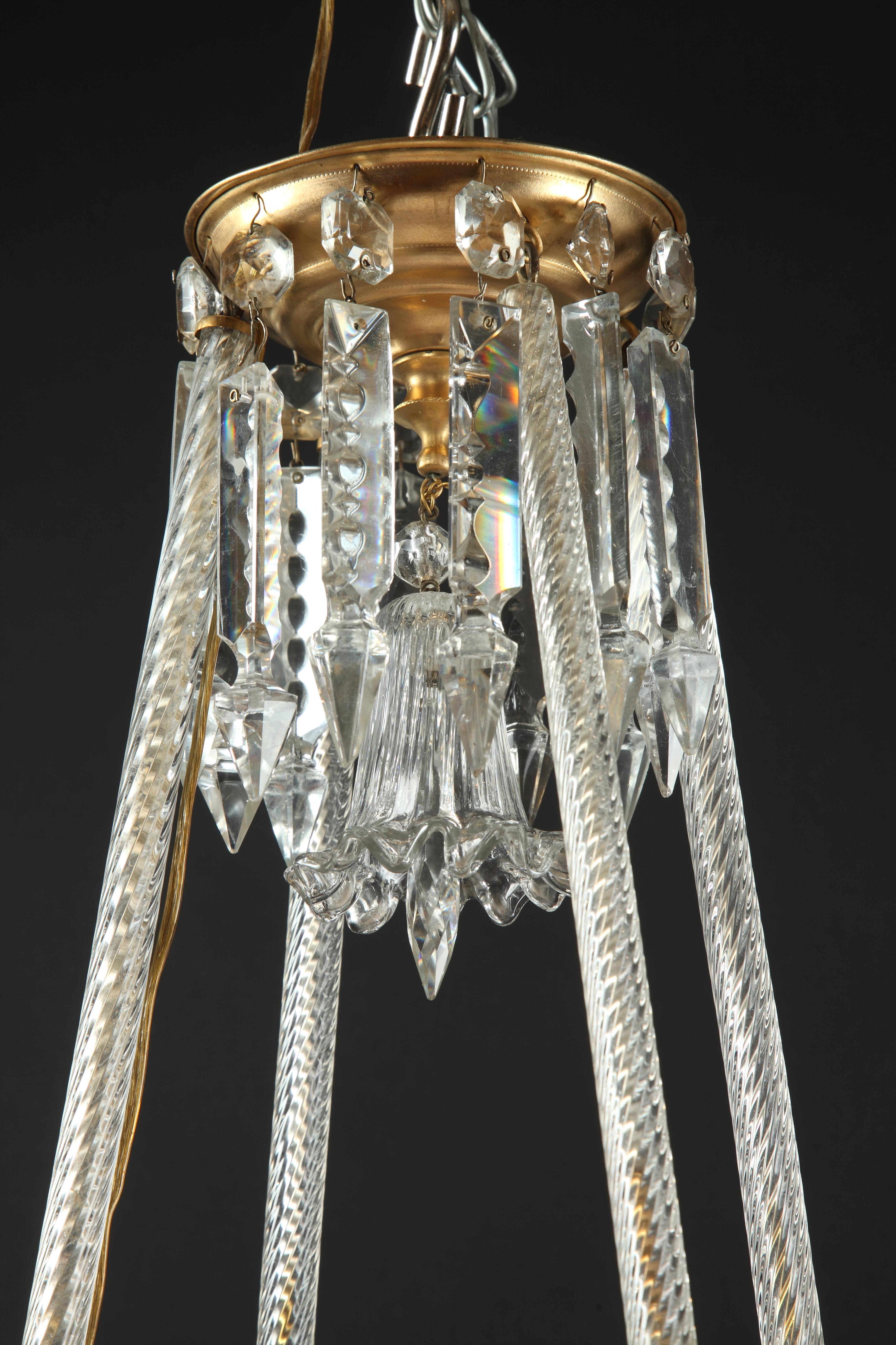 Doré Lustre en cristal « La Nef » attribué à Baccarat, France, datant d'environ 1870 en vente