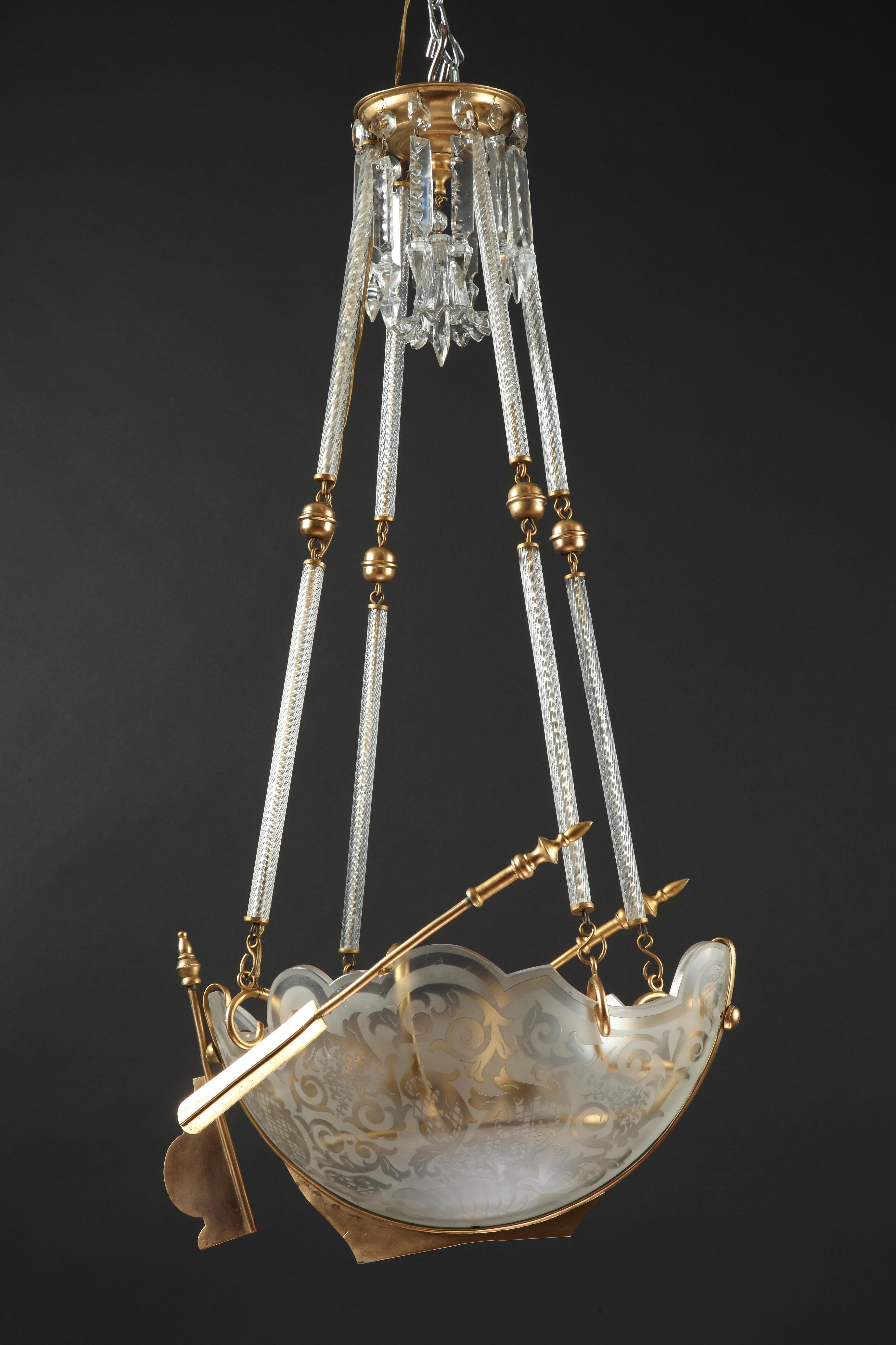 Français Lustre en cristal « La Nef » attribué à Baccarat, France, datant d'environ 1870 en vente