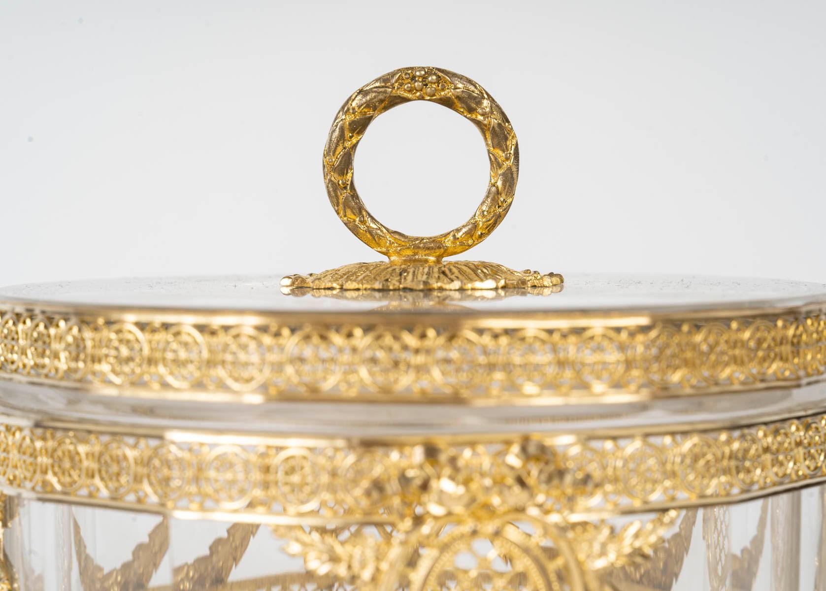 Crystal and Gilt Brass Box, 19th Century, Napoleon III Period. In Good Condition In Saint-Ouen, FR