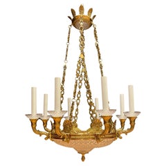 Crystal and Gilt Bronze Empire Chandelier