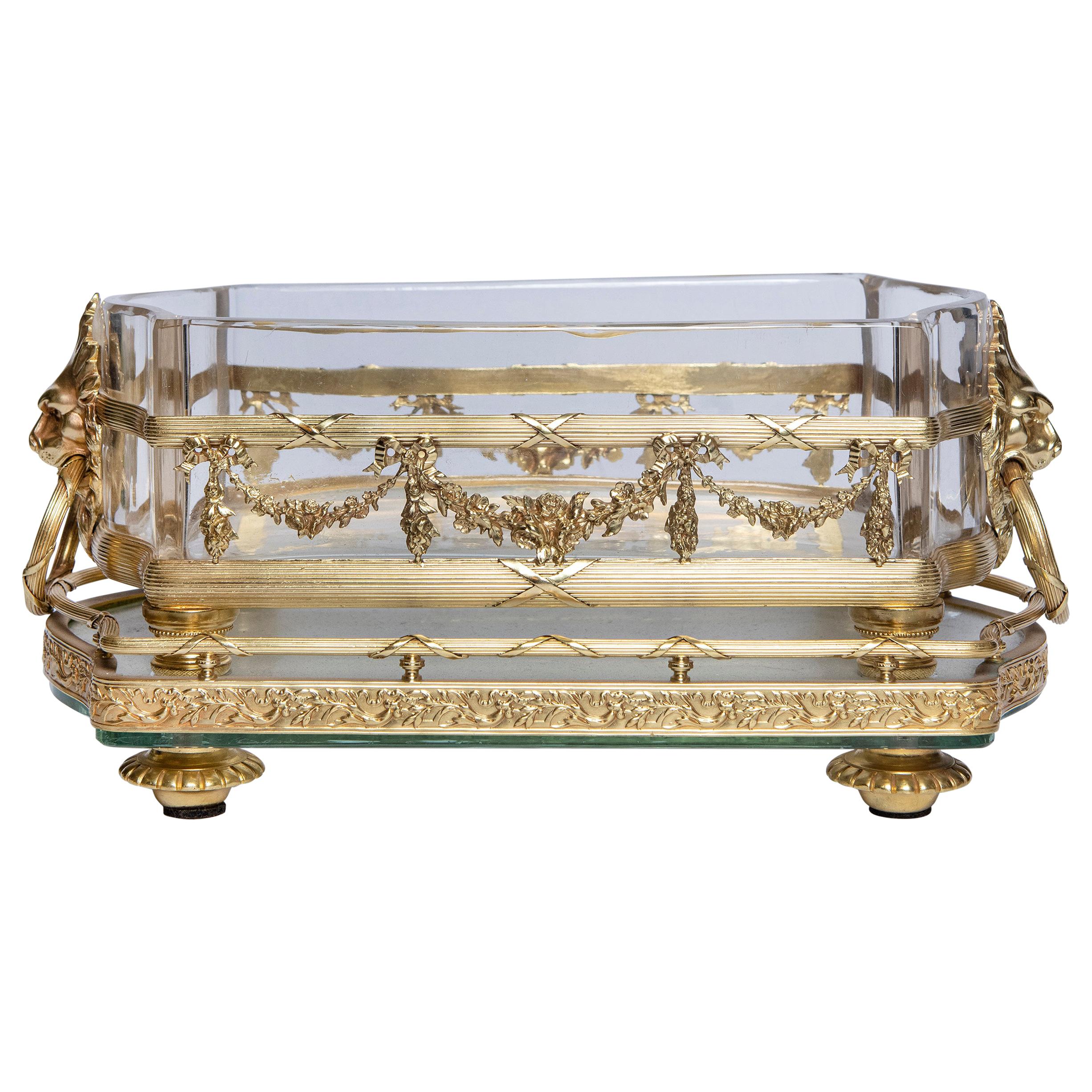 Crystal and Gilt Bronze Jardinière, France, Late 19th Century For Sale