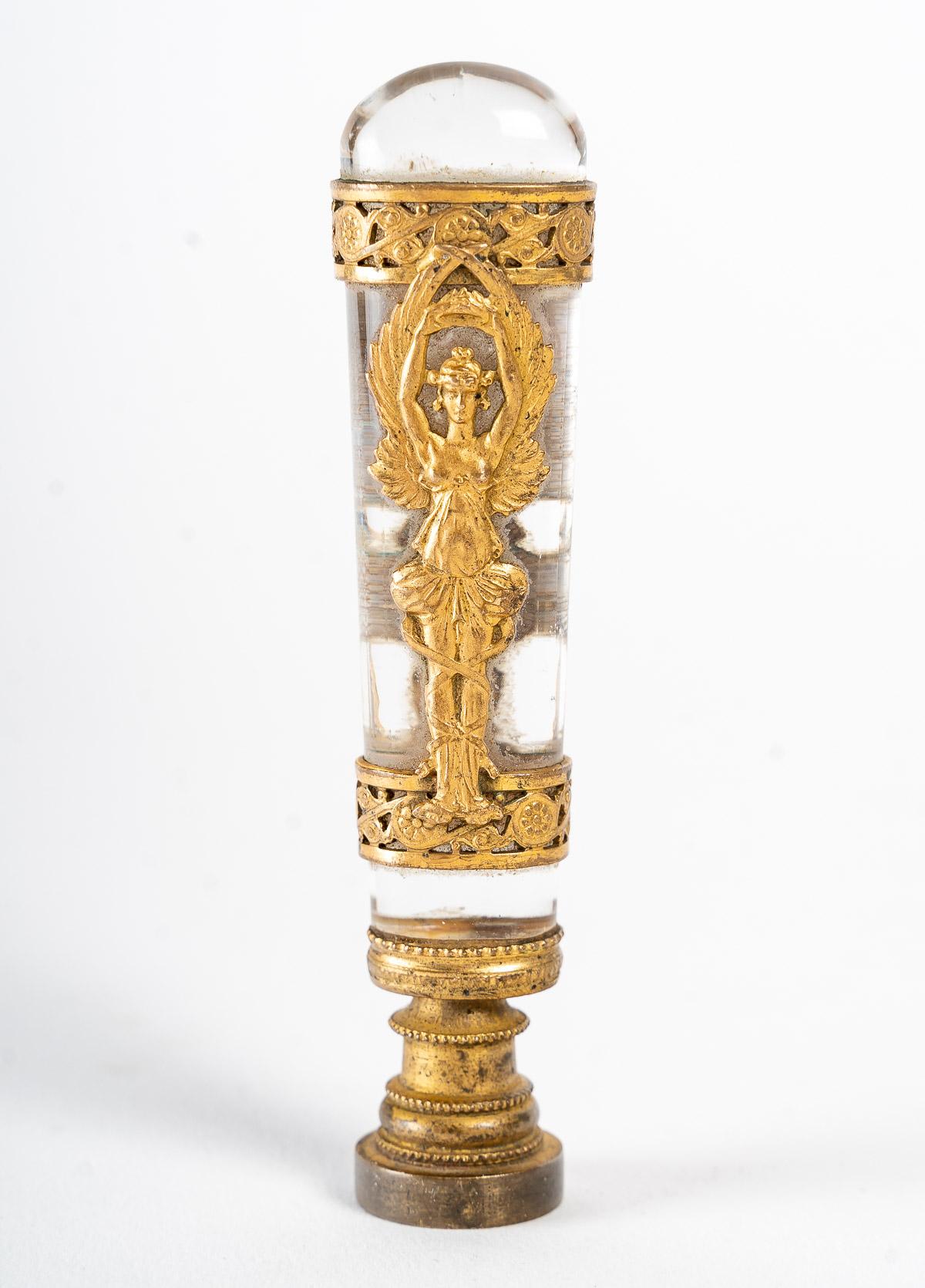 19th Century Crystal and Gilt Bronze Seal, Empire Period For Sale