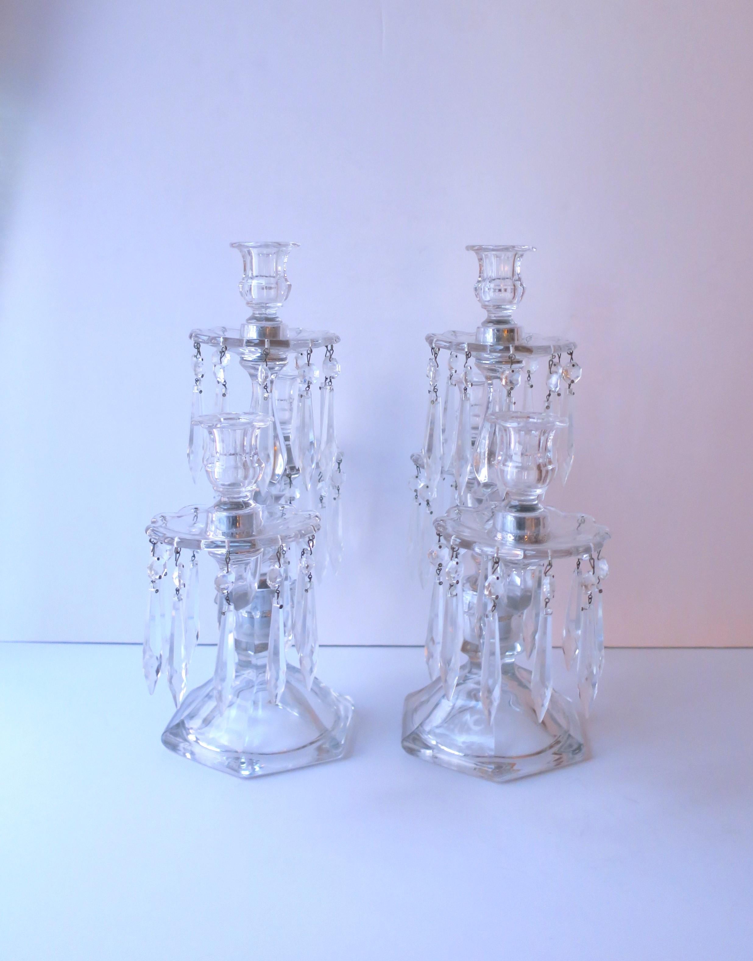 Crystal and Glass Candlesticks Candelabras, Pair For Sale 5