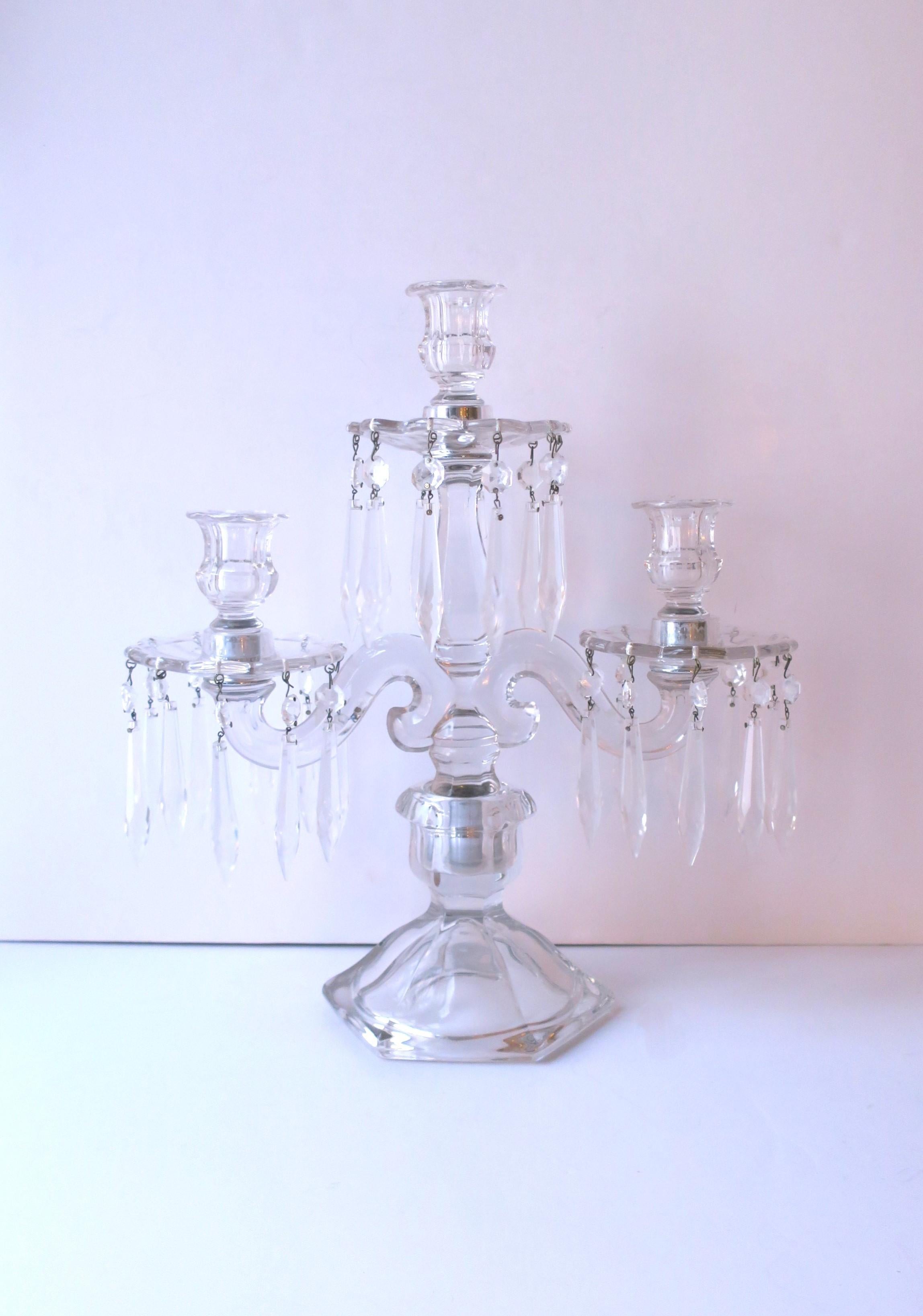 American Crystal and Glass Candlesticks Candelabras, Pair For Sale