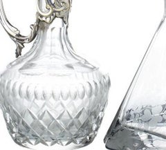 Crystal and glass - Glass pitcher and bottle