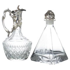 Crystal and glass - Glass pitcher and bottle