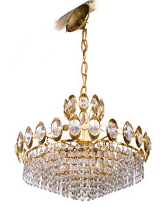 Kronleuchter aus Kristall und Gold im Hollywood-Regency-Stil von Sciolari