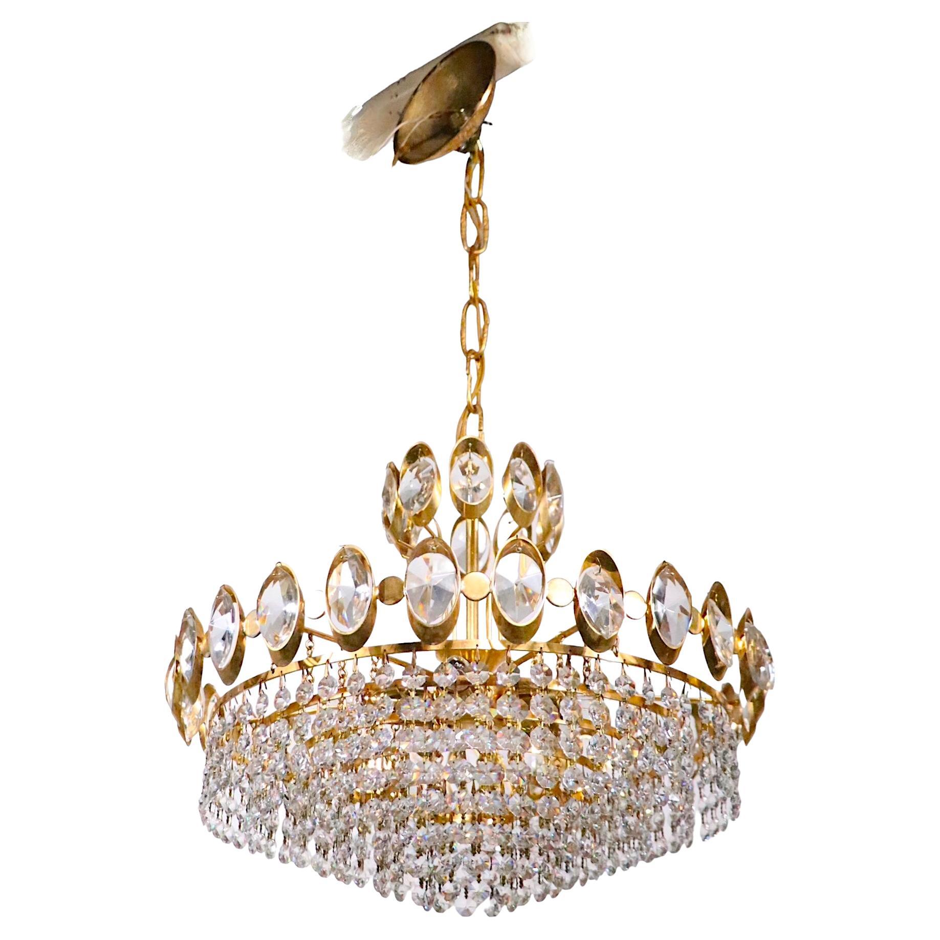 Crystal and Gold Hollywood Regency Style Chandelier by Sciolari
