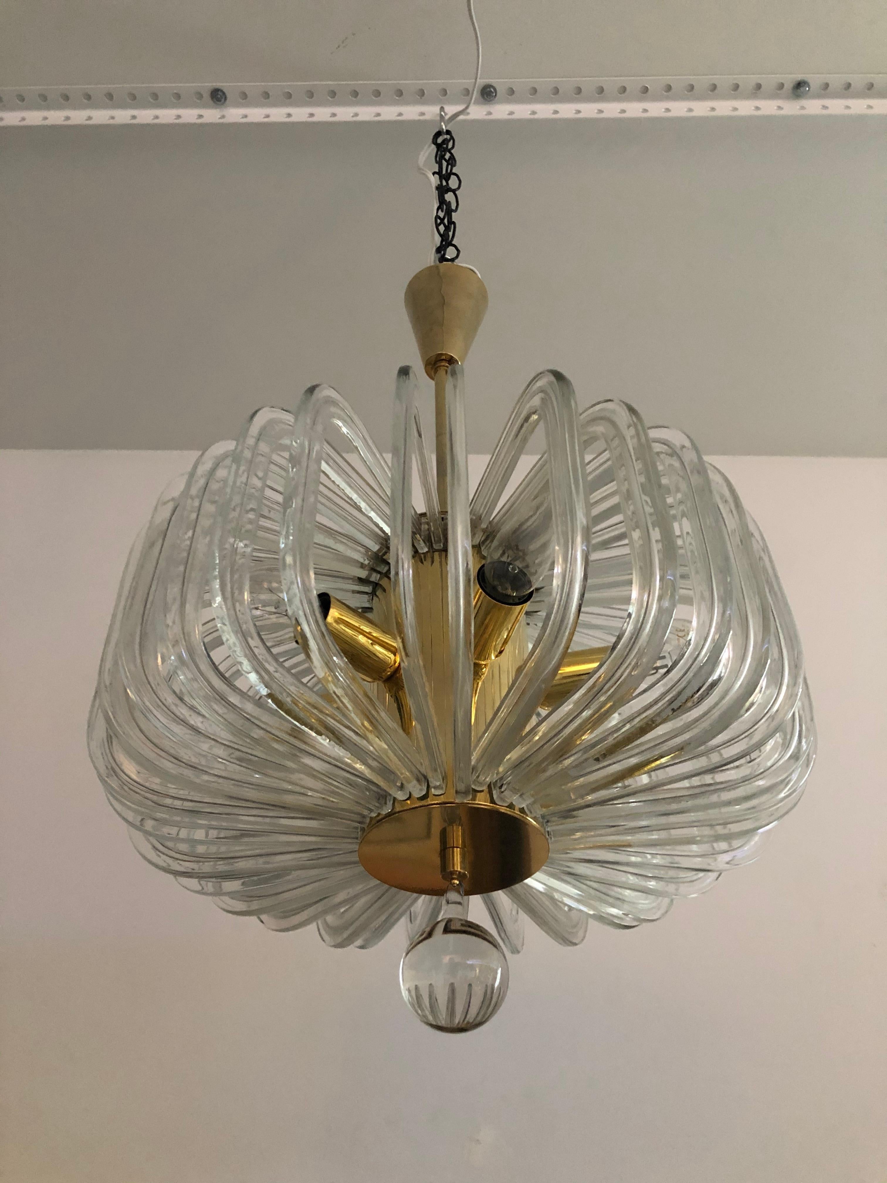 Mid-Century Modern Crystal and Gold Plated Chandelier by Bakalowits & Söhne For Sale
