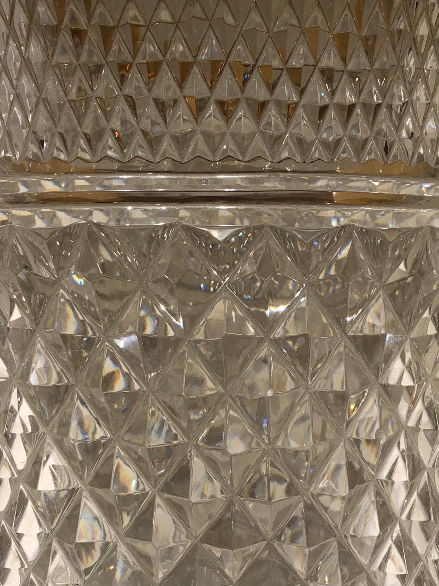 Hollywood Regency Crystal and Gold-Plated Ice Bucket