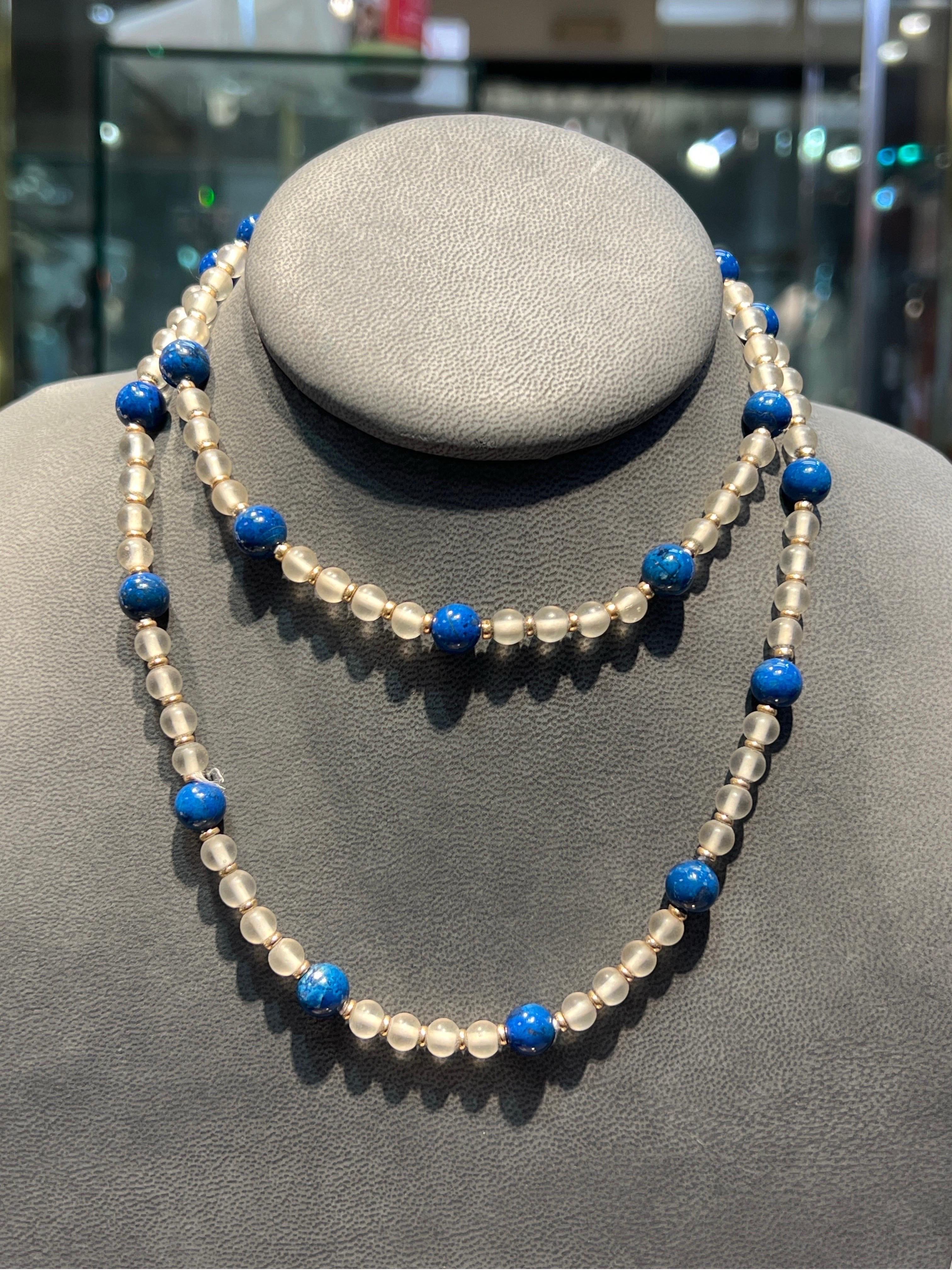 Collana di cristalli e lapislazzuli con perline in vendita 2