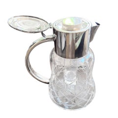 Crystal and Plated Ice Chamber Lemonade or Cocktail Jug, French 1920s