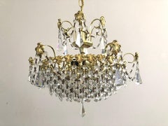 Crystal and Polished Brass Chandelier