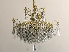 Crystal and Polished Brass Chandelier