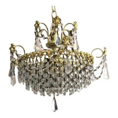 Crystal and Polished Brass Chandelier