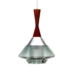 Crystal and Rosewood Lamp 1950s Scandinavian Modern Pendant Lighting