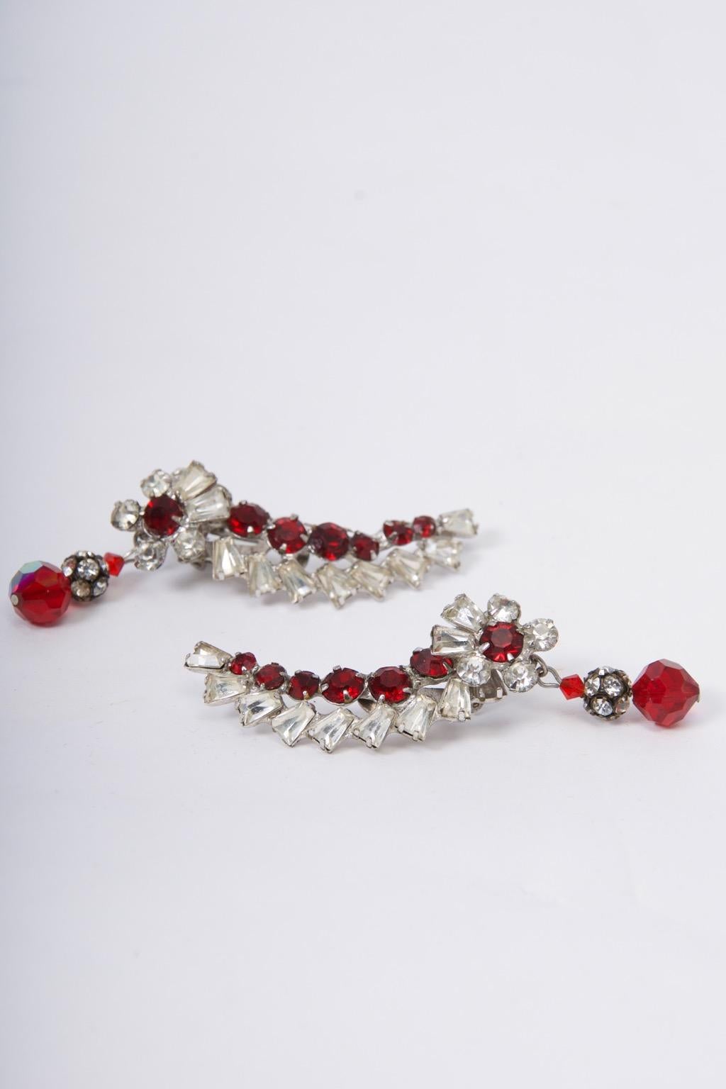 Crystal and Ruby Ear Clips For Sale 2