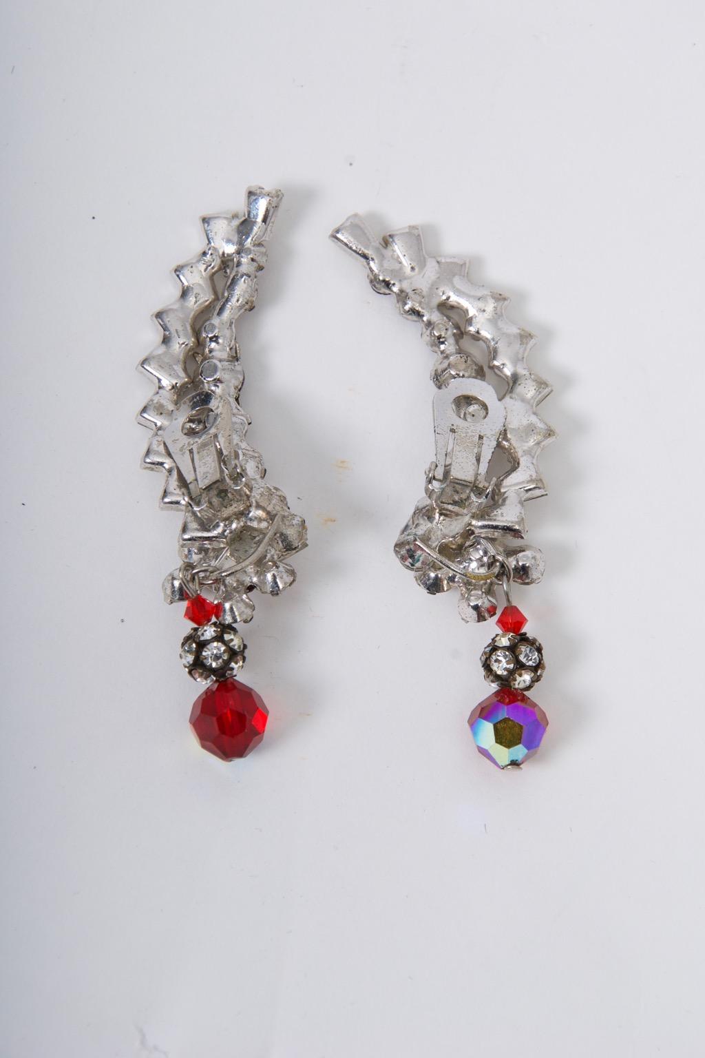 Crystal and Ruby Ear Clips For Sale 3