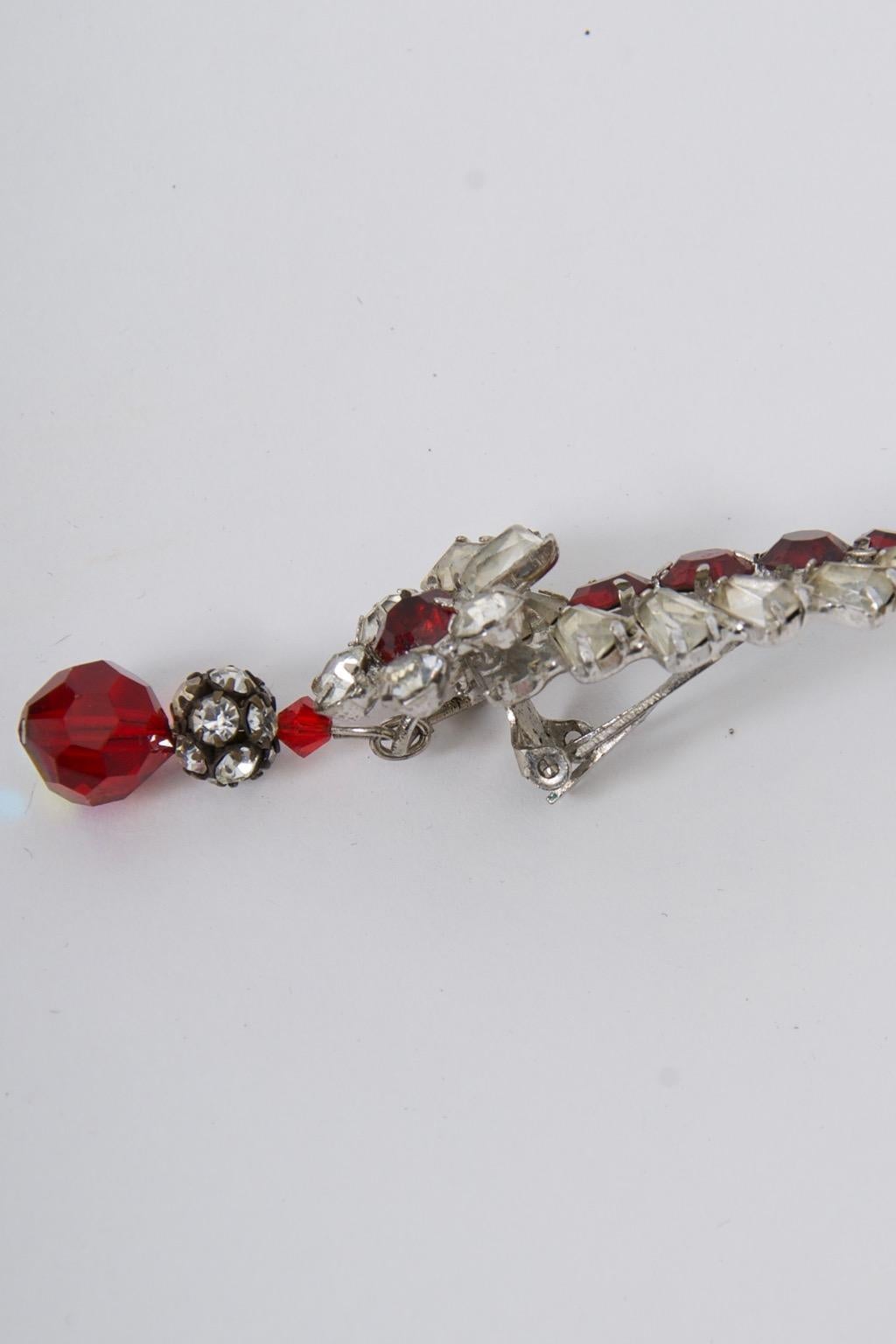Crystal and Ruby Ear Clips For Sale 4
