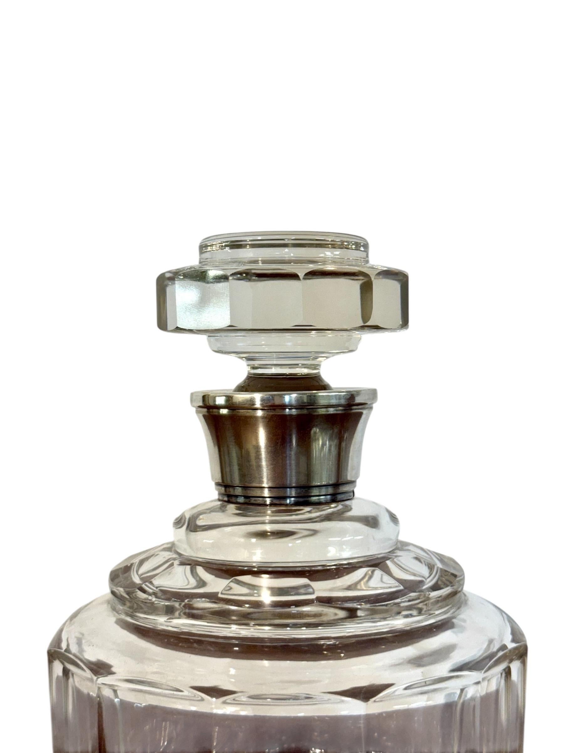 Crystal and Silver Decanter with Eight Matching Liqueur Glasses, c.1900 For Sale 1