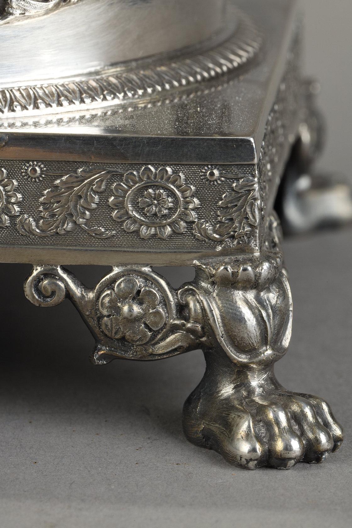 Bol à confiture ou à sucre en cristal et argent en vente 6