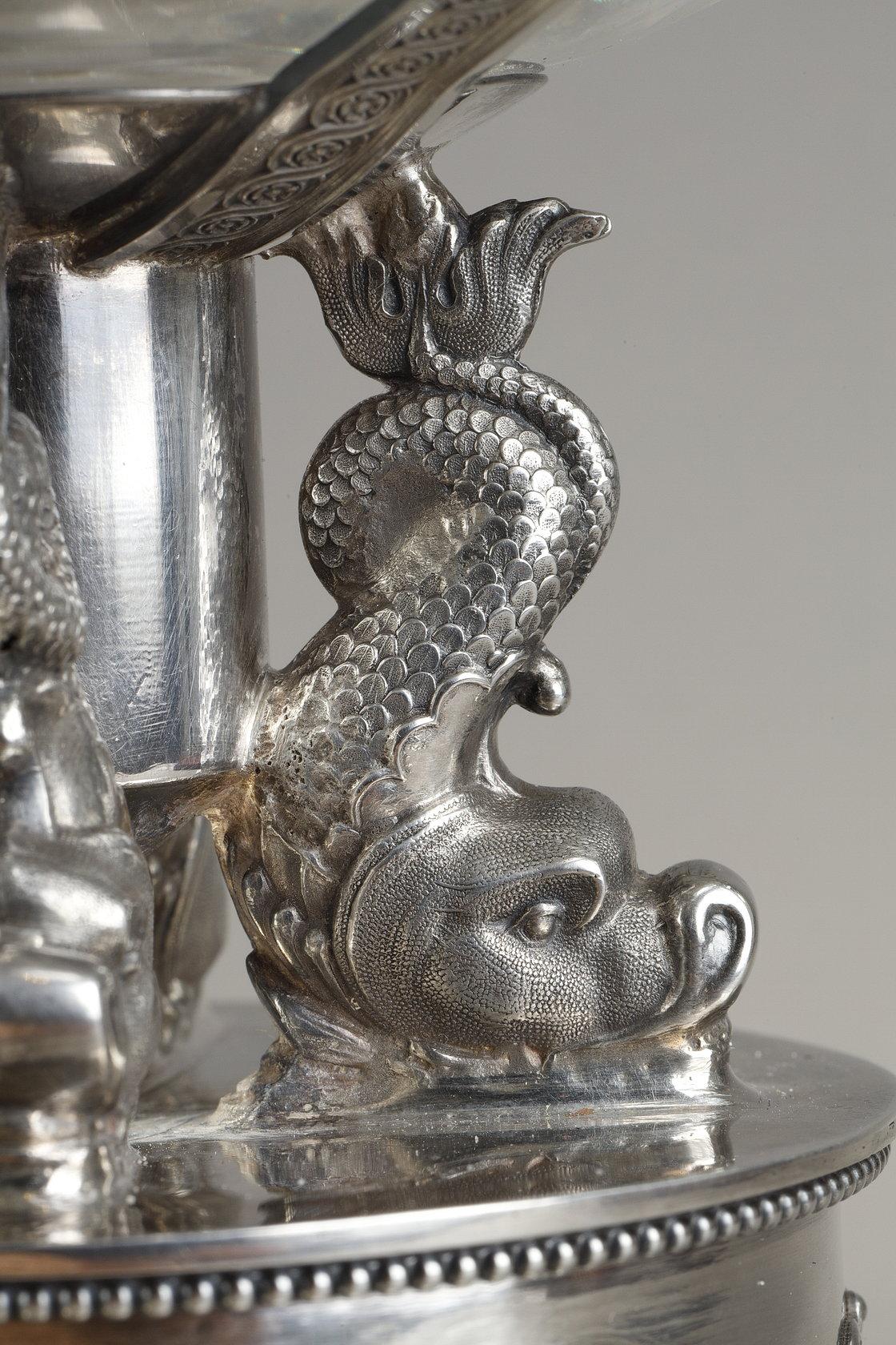 Bol à confiture ou à sucre en cristal et argent en vente 8