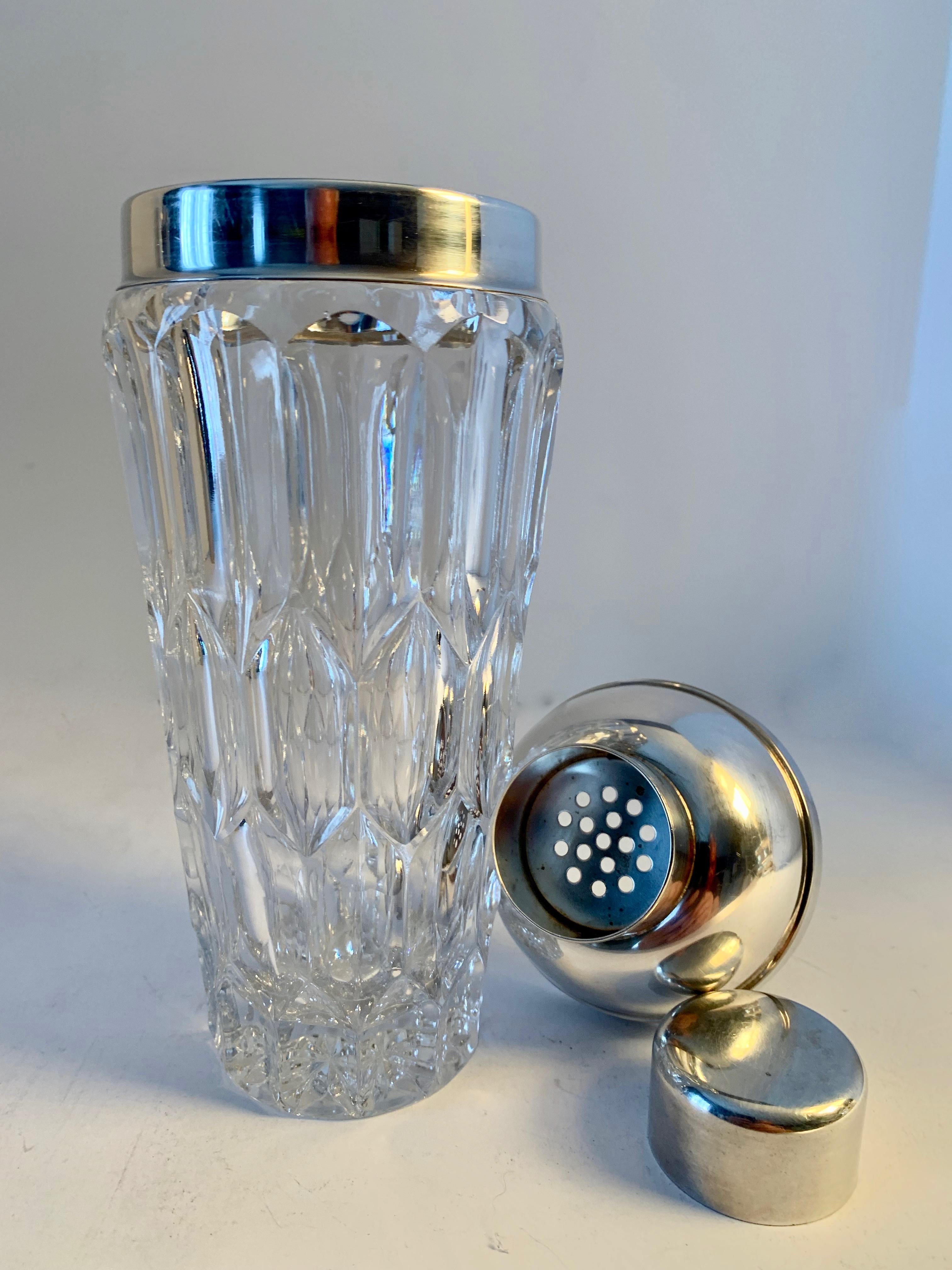 20th Century Crystal and Silver Plate Cocktail Shaker