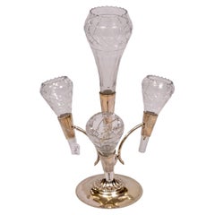 Crystal and Silver Plate Victorian Epergne