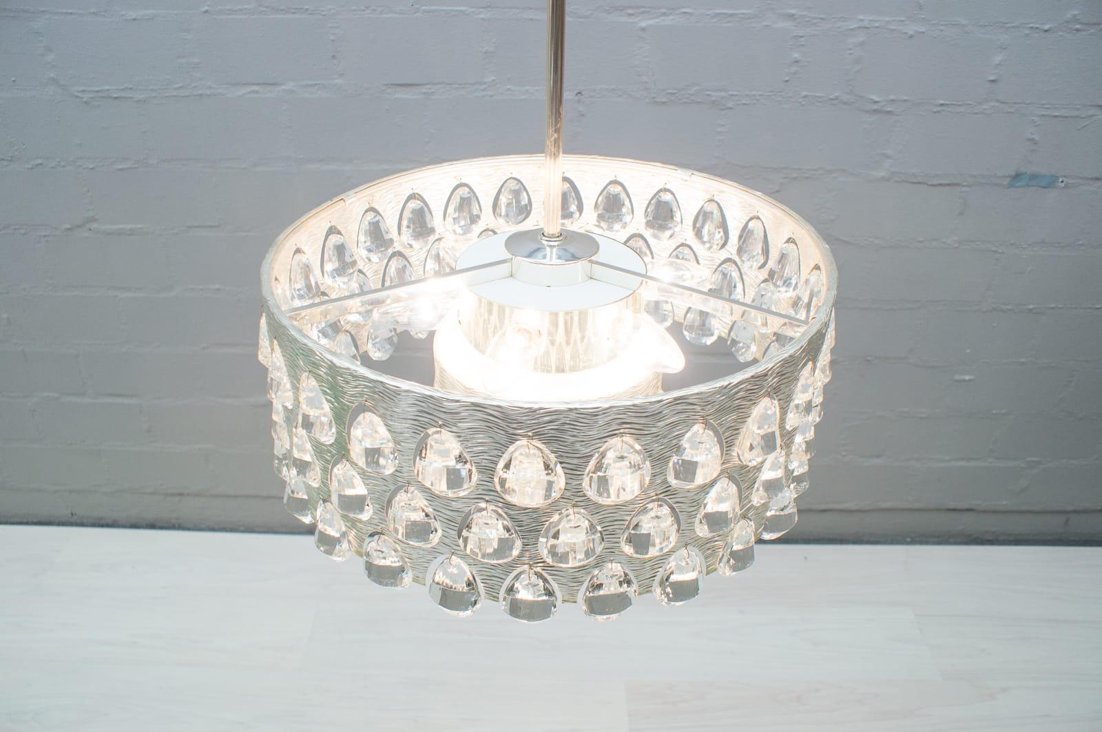 Gilt Crystal and Silver Plated Frame Chandelier from Palwa, Germany, 1970s