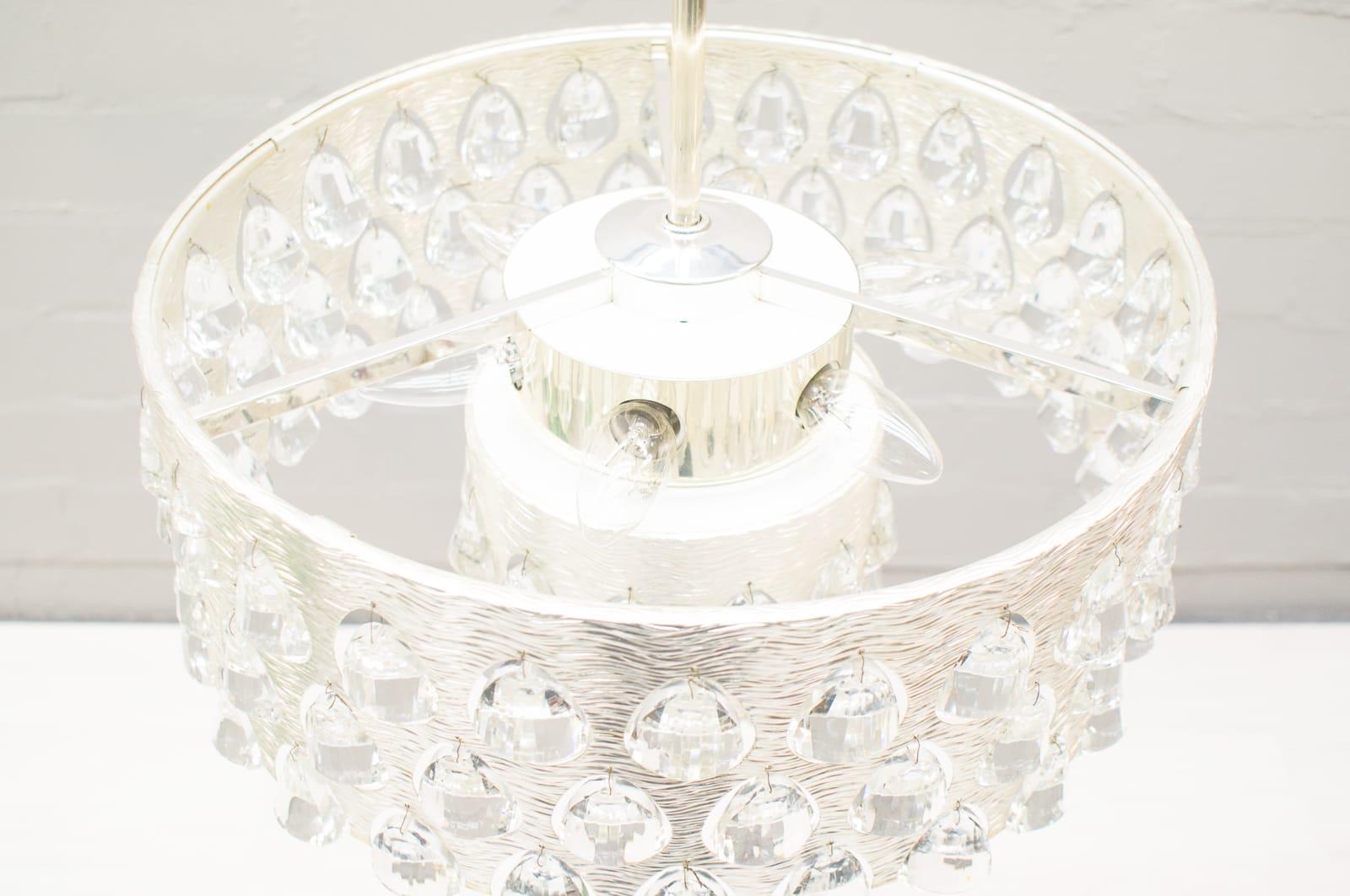 Regency Crystal and Silver Plated Frame Chandelier from Palwa, Germany, 1970s