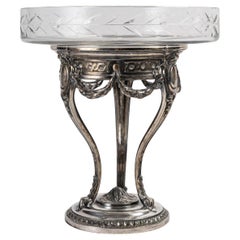 Crystal and Silver-Plated Metal Bowl, Early 20th Century, Napoleon III Style.