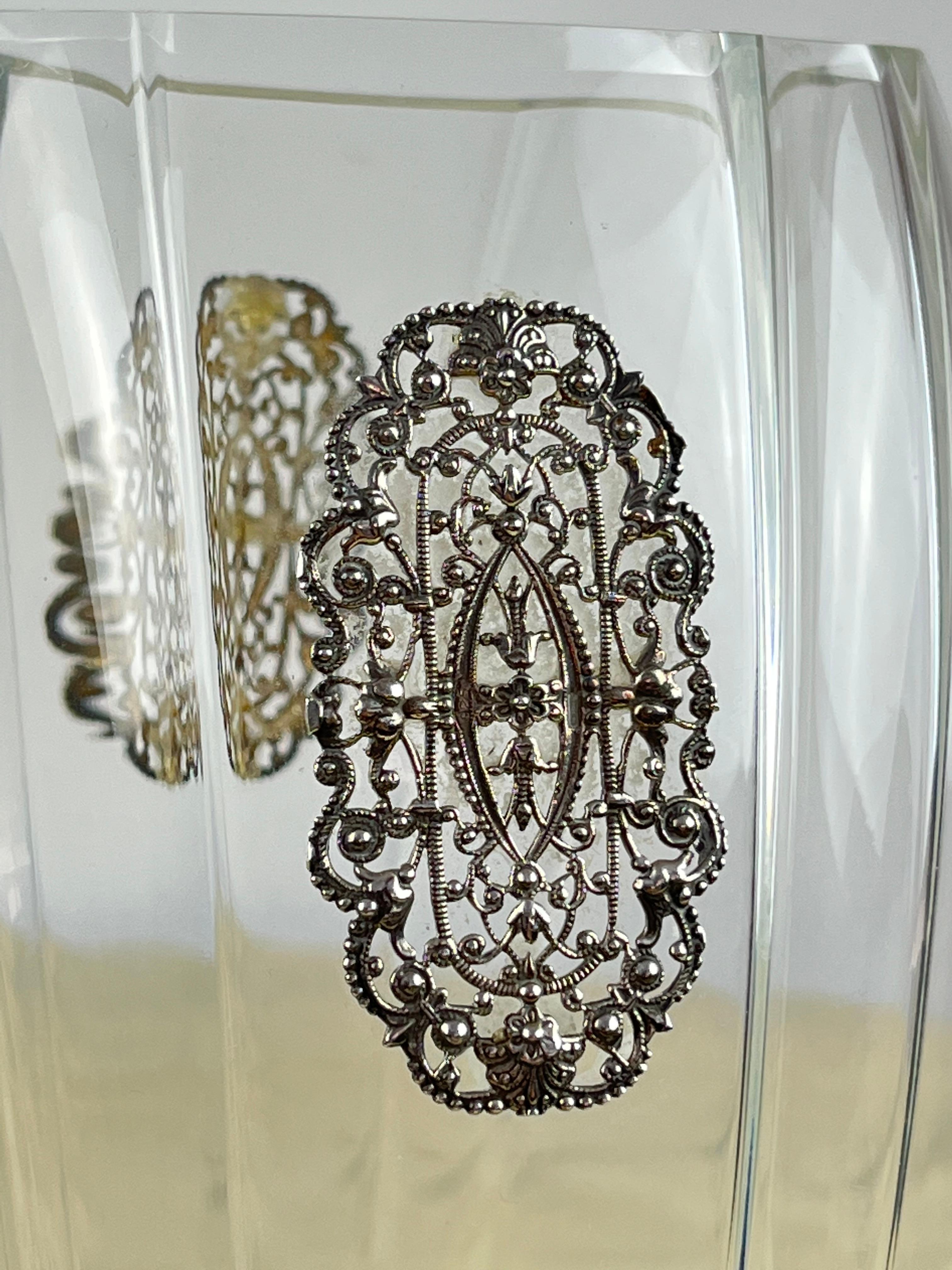 Crystal and Silver Vase, Italy,  1990s In Good Condition For Sale In Palermo, IT