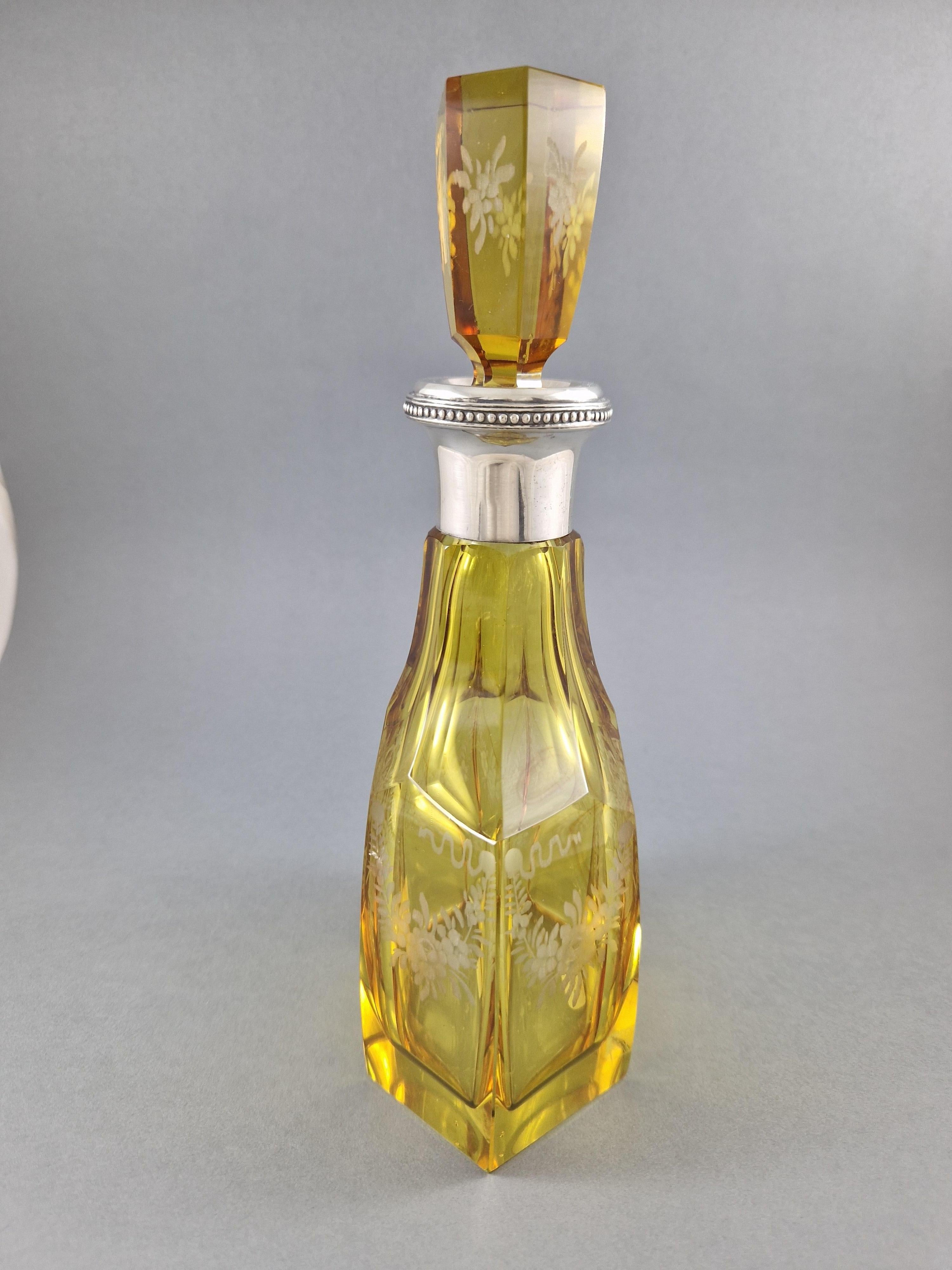 Late 19th Century Crystal and Solid Silver Decanter For Sale