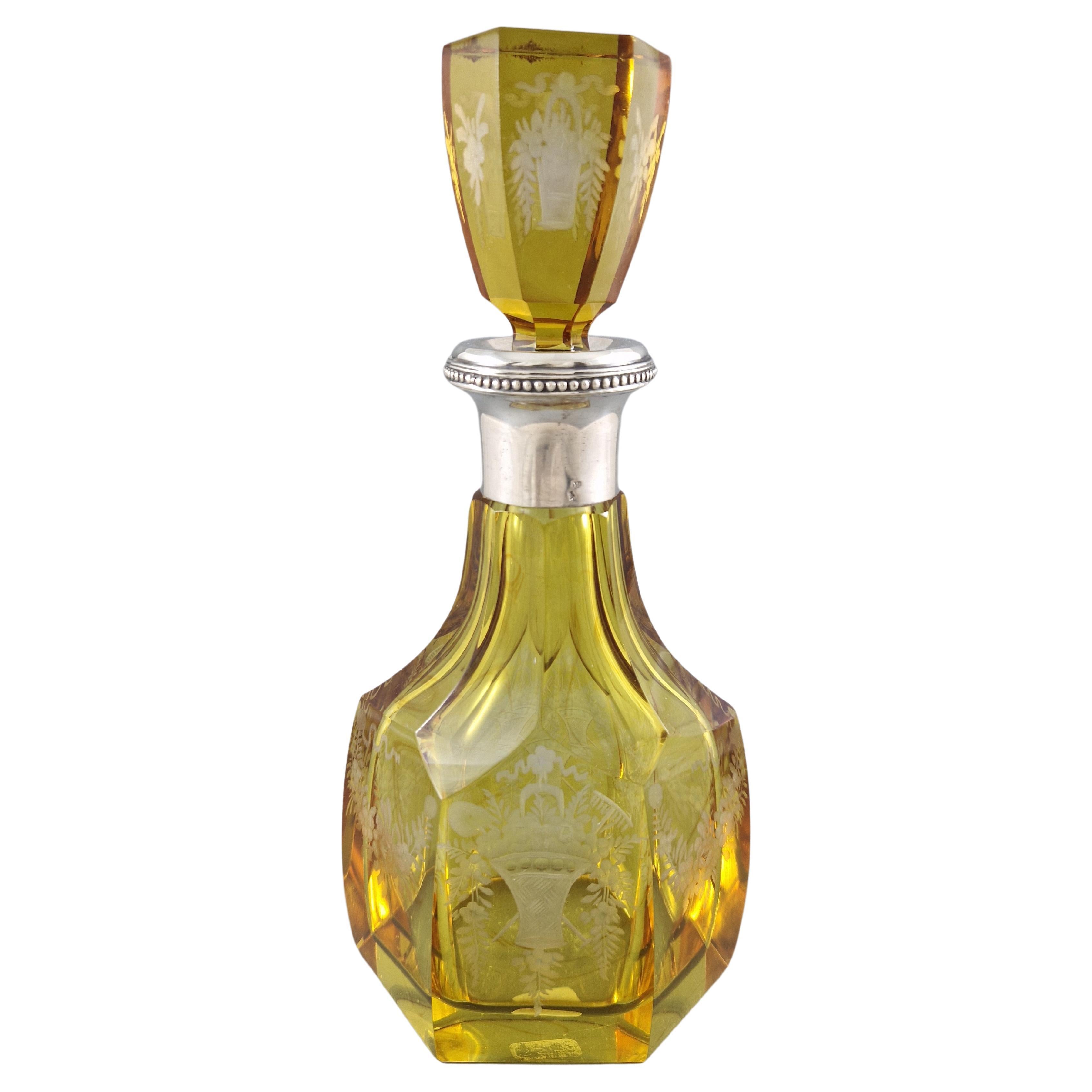 Rare Surviving Bohemian Crystal and Silver Decanter For Sale at 1stDibs