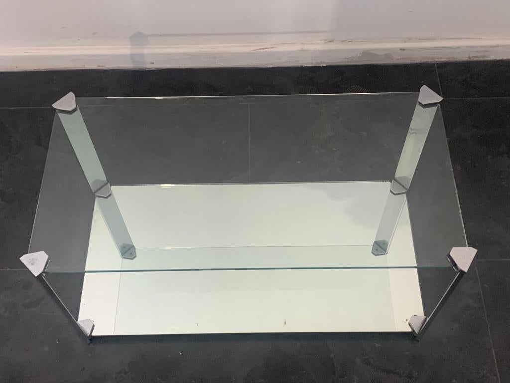 Crystal and Steel Coffee Table and Small Cabinet for Living Room 1970s, Set of 2 For Sale 7