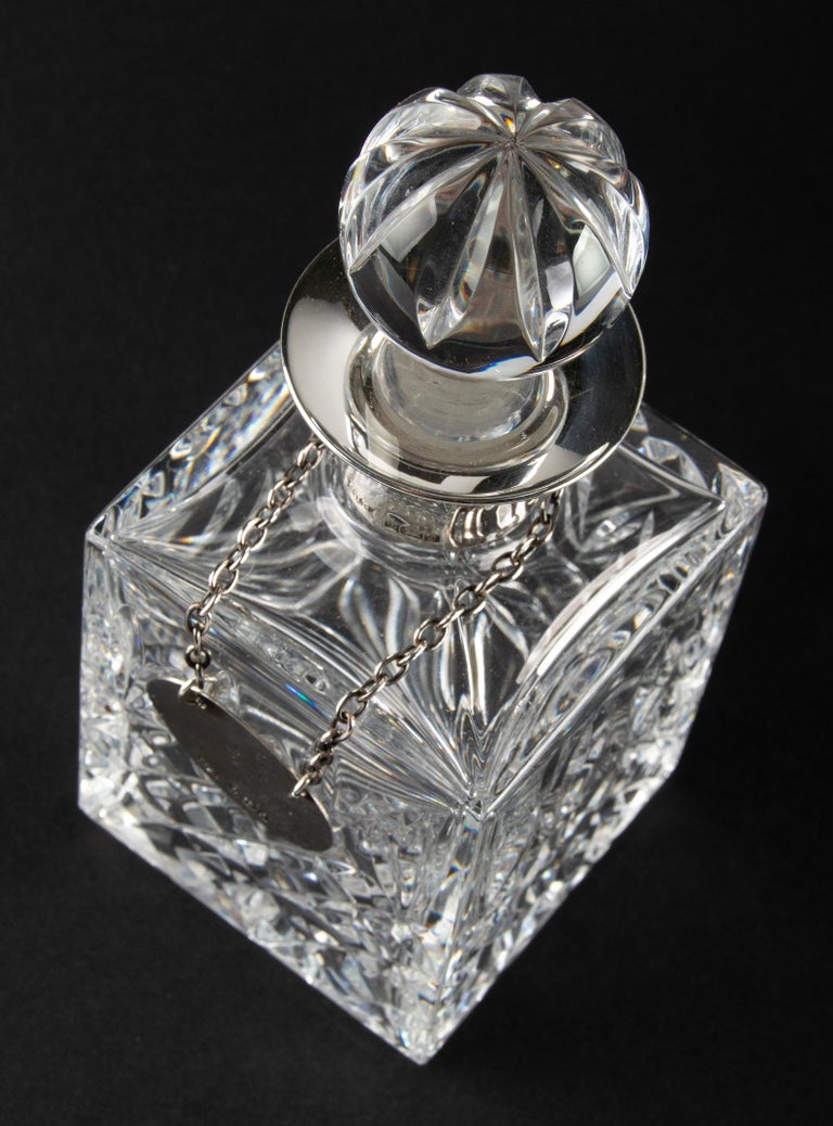 Crystal Decanters, Sterling Silver Bar Set on a Rack Hallmarked