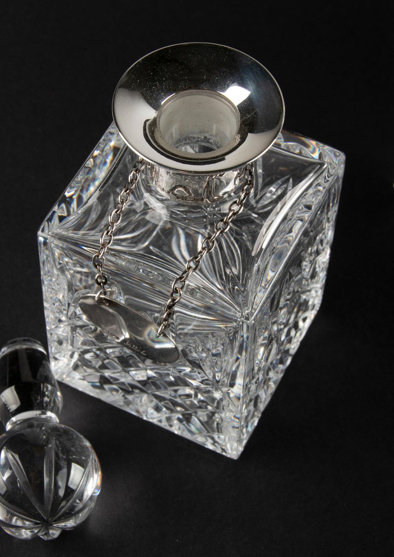 Crystal Decanters, Sterling Silver Bar Set on a Rack Hallmarked