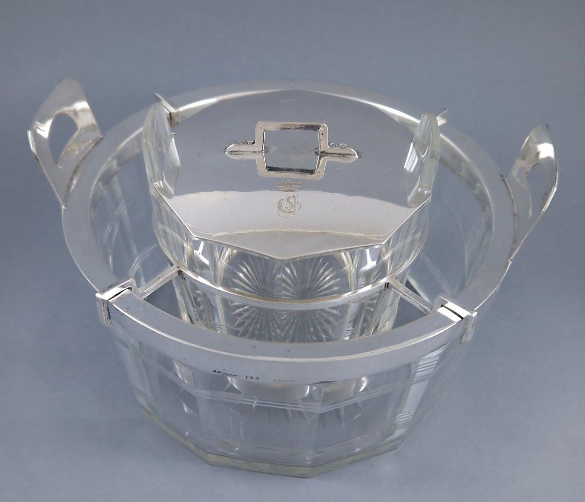 Crystal And Sterling Silver Caviar Bowl Alemán en venta