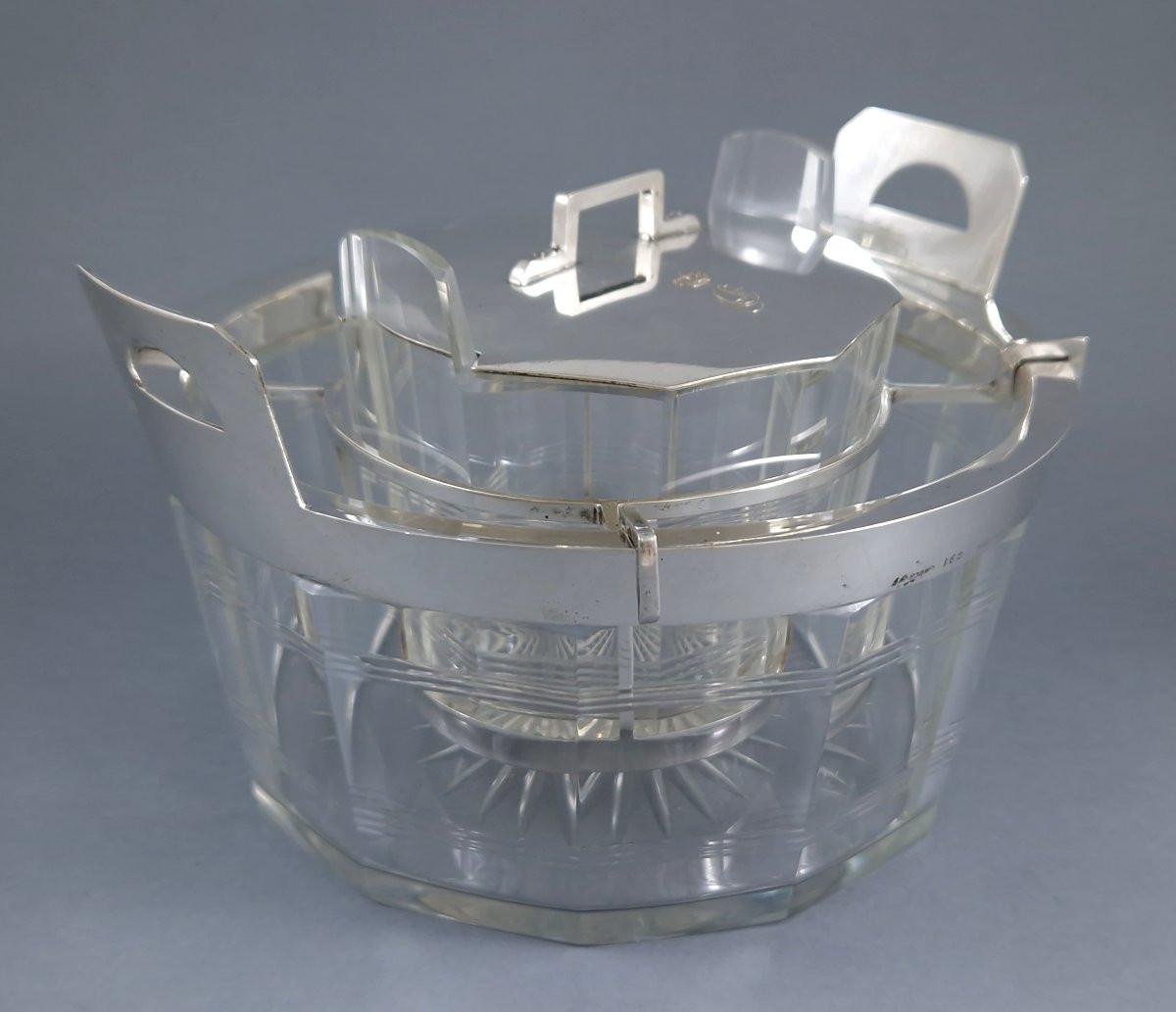 Crystal And Sterling Silver Caviar Bowl mediados del siglo XX en venta