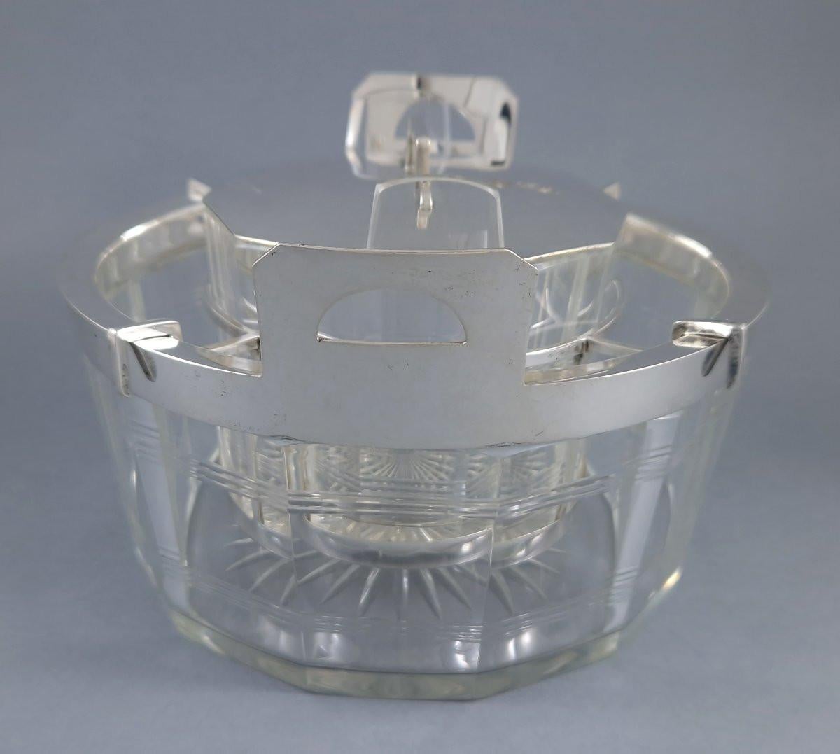 Crystal And Sterling Silver Caviar Bowl Plata esterlina en venta