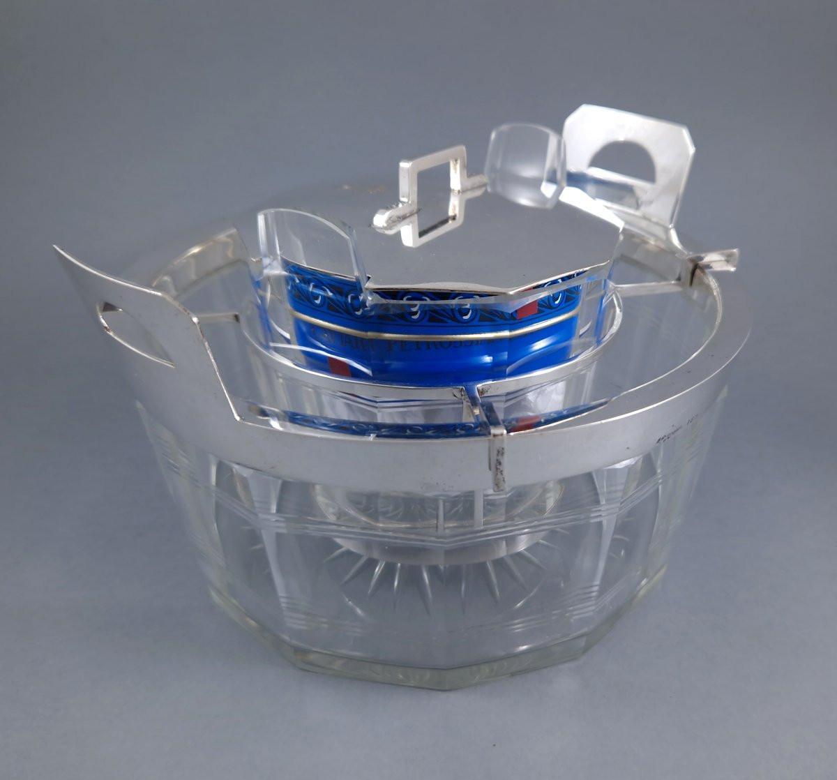 Crystal And Sterling Silver Caviar Bowl en venta 3